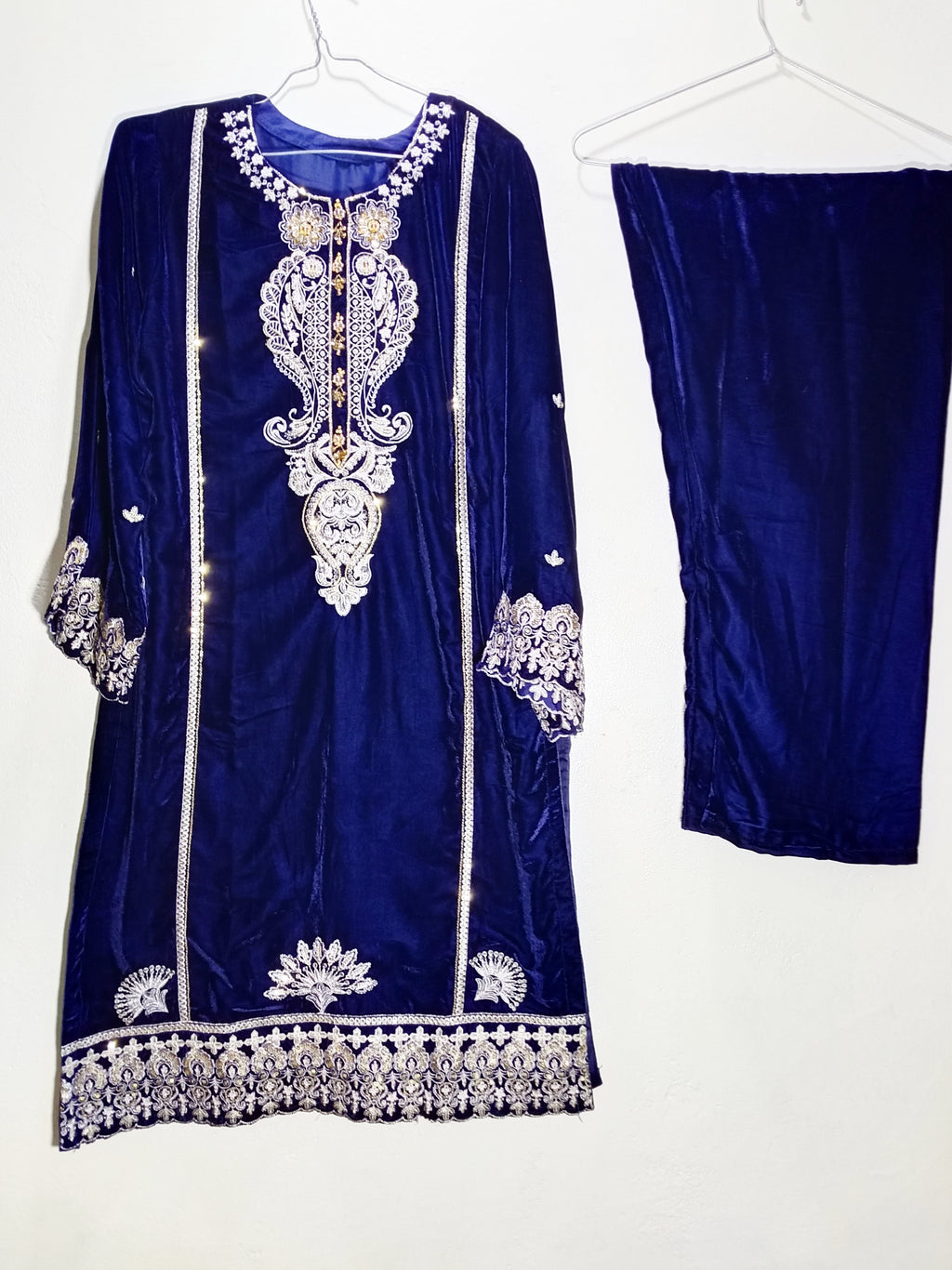 *Midnight Royal – Embroidered Velvet 2-Piece Suit*