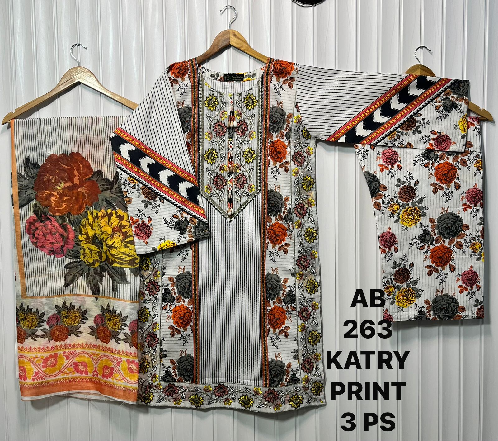 Floral Katry Print 3-Piece Summer Suit