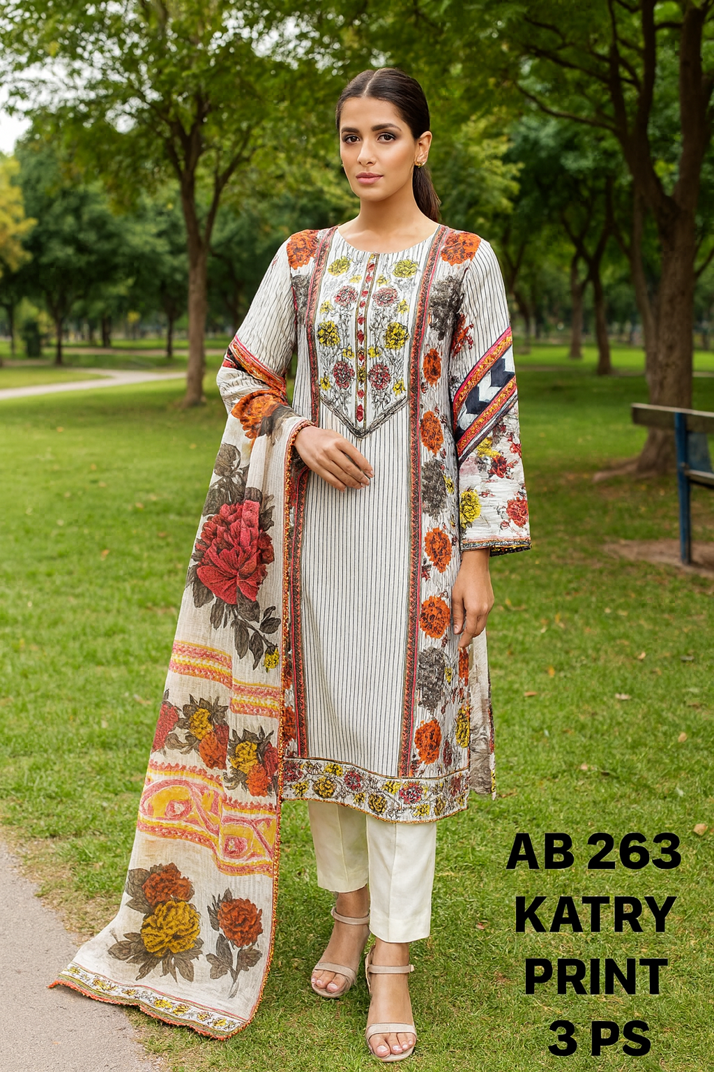 Floral Katry Print 3-Piece Summer Suit