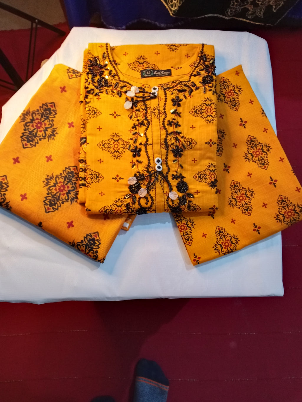 *✨ Khaddar 3-Piece Suit – Mustard Elegance ✨*