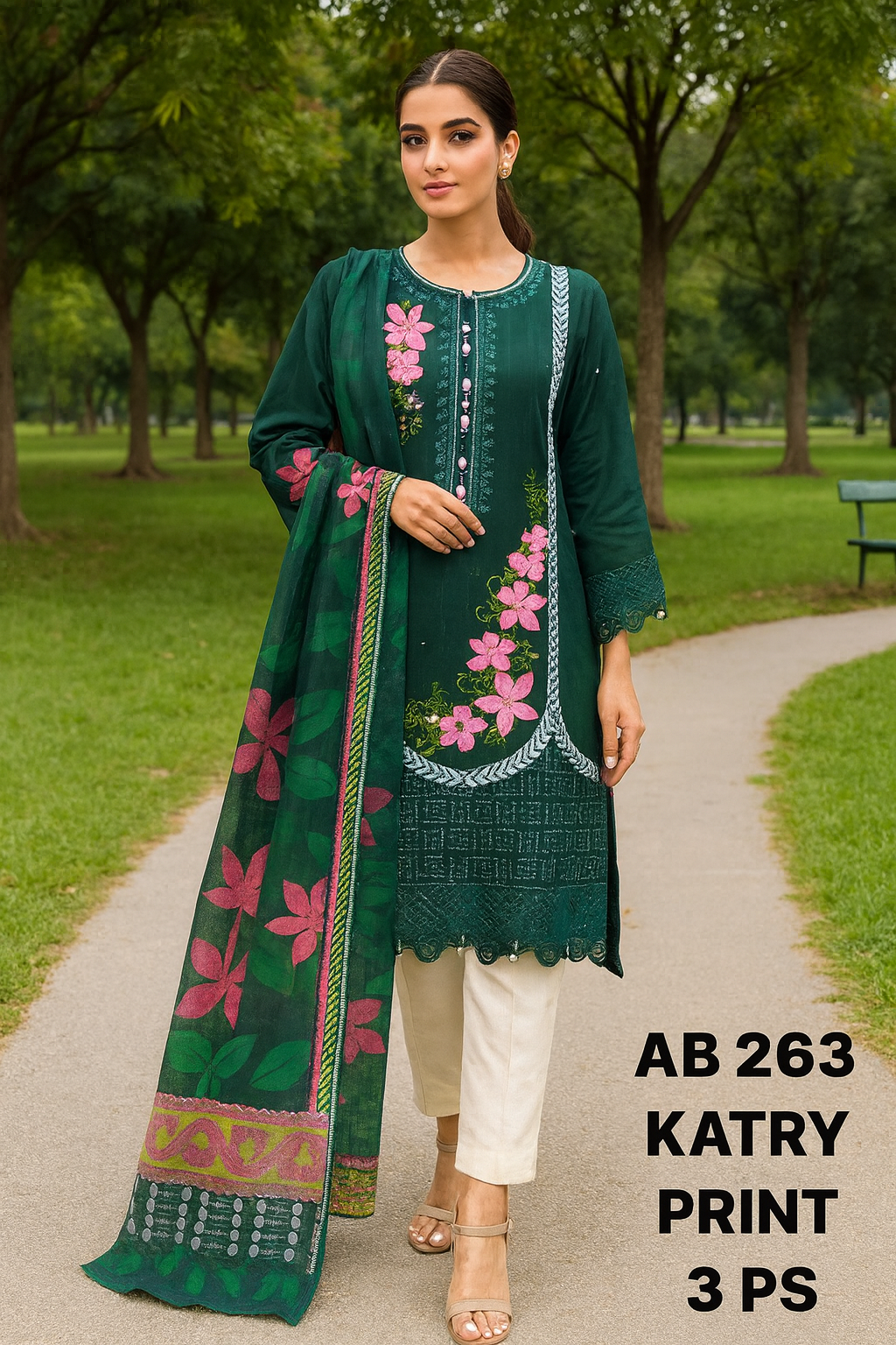 Floral Katry Elegance – 3 Piece Lawn Suit